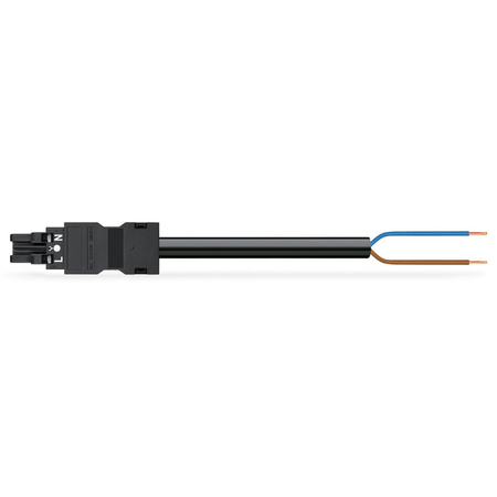 pre-assembled connecting cable; Eca; Socket/open-ended; 2-pole; Cod. A; H05Z1Z1-F 2 x 1,50 mm²; 8 m; 1,50 mm²; black