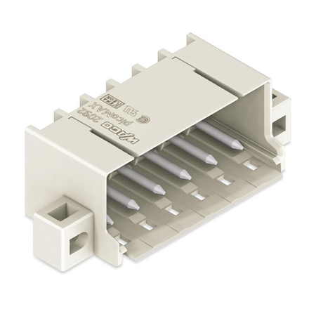 THR male header; 1.4 mm Ø solder pin; angled; clamping collar; Pin spacing 5 mm; 5-pole; light gray