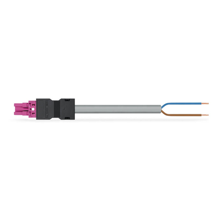 pre-assembled connecting cable; Socket/open-ended; 2-pole; Cod. B; Control cable 2 x 1.0 mm²; 8 m; 1,00 mm²; pink