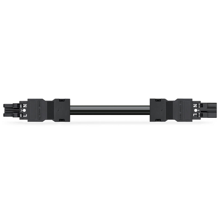 pre-assembled interconnecting cable; Eca; Socket/plug; 2-pole; Cod. A; H05Z1Z1-F 2 x 2.5 mm²; 4m; 2,50 mm²; black