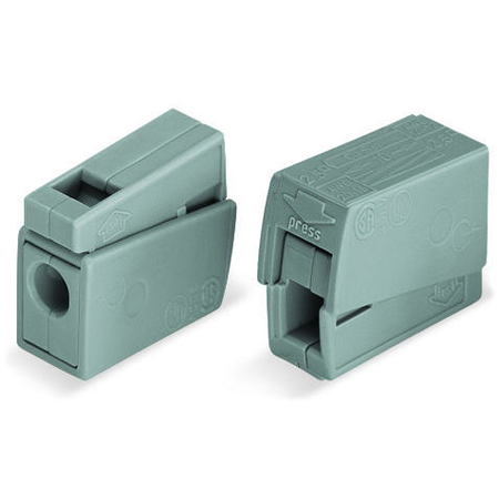 Lighting connector; push-button on lighting side; Lighting side: for all conductor types; Inst. side: for solid conductors; 224 Series; max. 2.5 mm²; Surrounding air temperature: max 60°C; 2,50 mm²; gray