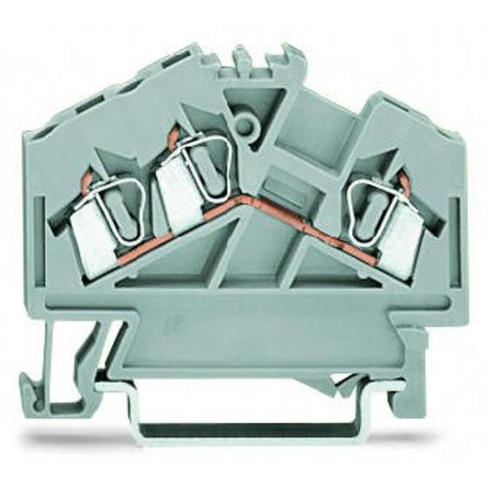 3-conductor through terminal block; 2.5 mm²; center marking; for DIN-rail 35 x 15 and 35 x 7.5; CAGE CLAMP®; 2,50 mm²; gray