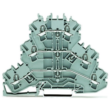 Triple-deck terminal block; Through/through/through terminal block; L/L/L; without marker carrier; suitable for Ex e II applications; for DIN-rail 35 x 15 and 35 x 7.5; 2.5 mm²; Push-in CAGE CLAMP®; 2,50 mm²; gray