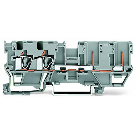 2-conductor/2-pin carrier terminal block; for DIN-rail 35 x 15 and 35 x 7.5; 4 mm²; CAGE CLAMP®; 4,00 mm²; gray