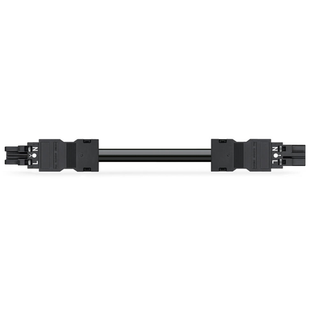 pre-assembled interconnecting cable; Eca; Socket/plug; 2-pole; Cod. A; H05Z1Z1-F 2 x 1,50 mm²; 1 m; 1,50 mm²; black