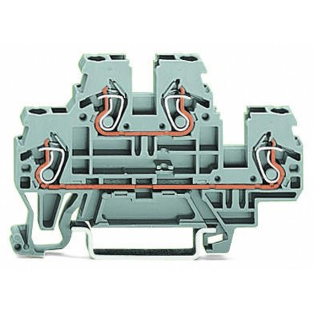 Double-deck terminal block; Through/through terminal block; L/L; for DIN-rail 35 x 15 and 35 x 7.5; 2.5 mm²; CAGE CLAMP®; 2,50 mm²; gray