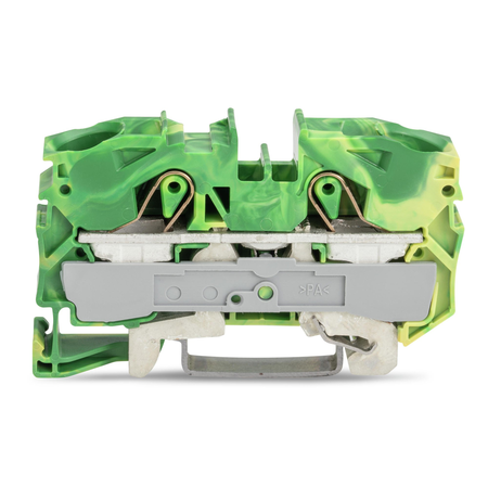 2-conductor ground terminal block; 16 mm²; suitable for Ex e II applications; side and center marking; for DIN-rail 35 x 15 and 35 x 7.5; Push-in CAGE CLAMP®; 16,00 mm²; green-yellow