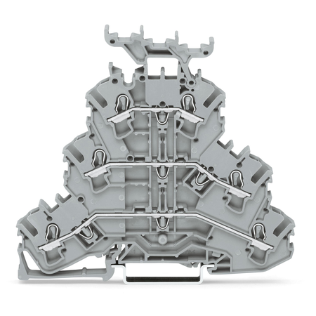 Triple-deck terminal block; Through/through/through terminal block; L/L/L; with marker carrier; suitable for Ex e II applications; for DIN-rail 35 x 15 and 35 x 7.5; 2.5 mm²; Push-in CAGE CLAMP®; 2,50 mm²; gray