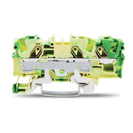 3-conductor ground terminal block; 6 mm²; suitable for Ex e II applications; side and center marking; for DIN-rail 35 x 15 and 35 x 7.5; Push-in CAGE CLAMP®; 6,00 mm²; green-yellow