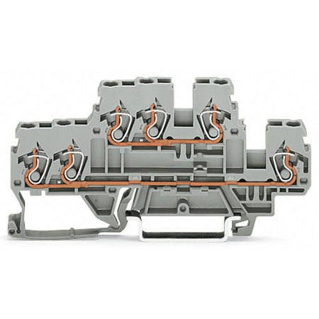 3-conductor, double-deck terminal block; Through/through terminal block; L/L; for DIN-rail 35 x 15 and 35 x 7.5; 2.5 mm²; CAGE CLAMP®; 2,50 mm²; gray