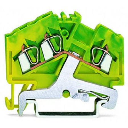 3-conductor ground terminal block; 2.5 mm²; center marking; for DIN-rail 35 x 15 and 35 x 7.5; CAGE CLAMP®; 2,50 mm²; green-yellow