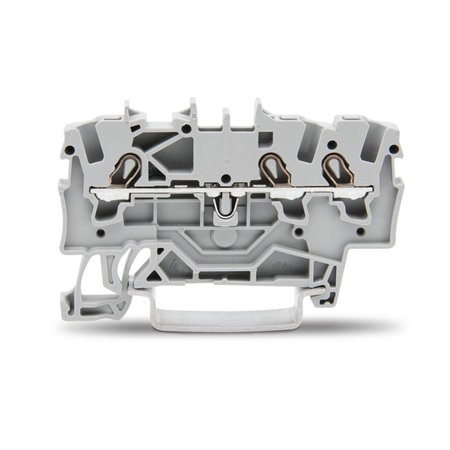 3-conductor through terminal block; 1.5 mm²; suitable for Ex e II applications; side and center marking; for DIN-rail 35 x 15 and 35 x 7.5; Push-in CAGE CLAMP®; 1,50 mm²; gray