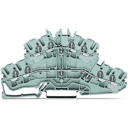 4-conductor double deck terminal block; Through/through terminal block; L/L; without marker carrier; for DIN-rail 35 x 15 and 35 x 7.5; 2.5 mm²; Push-in CAGE CLAMP®; 2,50 mm²; gray