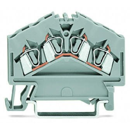 4-conductor through terminal block; 2.5 mm²; center marking; for DIN-rail 35 x 15 and 35 x 7.5; CAGE CLAMP®; 2,50 mm²; gray