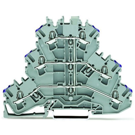 Triple-deck terminal block; 6-conductor through terminal block; L; without marker carrier; suitable for Ex e II applications; internal commoning; conductor entry with violet marking; for DIN-rail 35 x 15 and 35 x 7.5; 2.5 mm²; Push-in CAGE CLAMP®; 2,