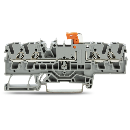 4-conductor disconnect/test terminal block; with test option; orange disconnect link; for DIN-rail 35 x 15 and 35 x 7.5; 2.5 mm²; Push-in CAGE CLAMP®; 2,50 mm²; gray