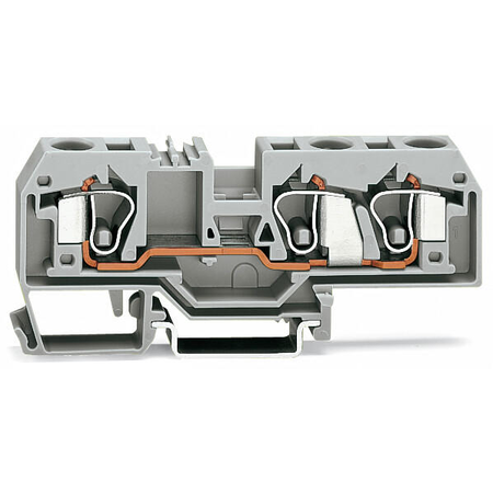 3-conductor through terminal block; 10 mm²; center marking; for DIN-rail 35 x 15 and 35 x 7.5; CAGE CLAMP®; 10,00 mm²; gray