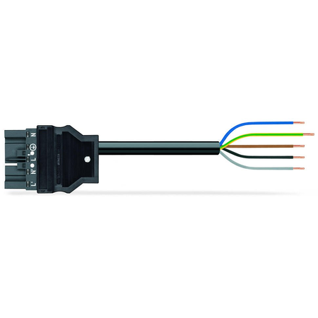 pre-assembled connecting cable; Eca; Plug/open-ended; 5-pole; Cod. L; H05Z1Z1-F 5G 2.5 mm²; 6 m; 2,50 mm²; dark gray