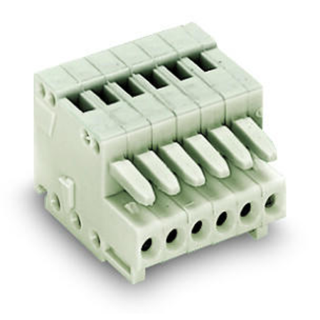 1-conductor female plug; 100% protected against mismating; 0.5 mm²; Pin spacing 2.5 mm; 5-pole; 0,50 mm²; light gray