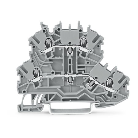 Double-deck terminal block; Through/through terminal block; L/L; without marker carrier; for DIN-rail 35 x 15 and 35 x 7.5; 1 mm²; Push-in CAGE CLAMP®; 1,00 mm²; gray