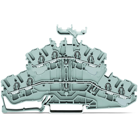 4-conductor double deck terminal block; Through/through terminal block; L/L; with marker carrier; for DIN-rail 35 x 15 and 35 x 7.5; 2.5 mm²; Push-in CAGE CLAMP®; 2,50 mm²; gray