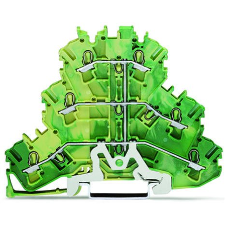 Triple-deck terminal block; 6-conductor ground terminal block; PE; without marker carrier; suitable for Ex e II applications; internal commoning; for DIN-rail 35 x 15 and 35 x 7.5; 2.5 mm²; Push-in CAGE CLAMP®; 2,50 mm²; green-yellow