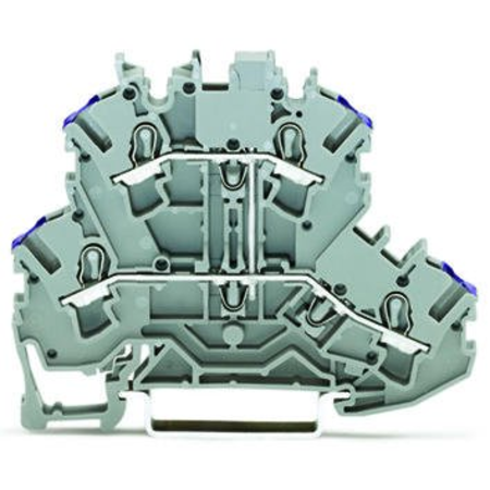 Double-deck terminal block; 4-conductor through terminal block; L; without marker carrier; suitable for Ex e II applications; internal commoning; conductor entry with violet marking; for DIN-rail 35 x 15 and 35 x 7.5; 2.5 mm²; Push-in CAGE CLAMP®; 2,