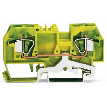 2-conductor ground terminal block; 6 mm²; center marking; for DIN-rail 35 x 15 and 35 x 7.5; CAGE CLAMP®; 6,00 mm²; green-yellow