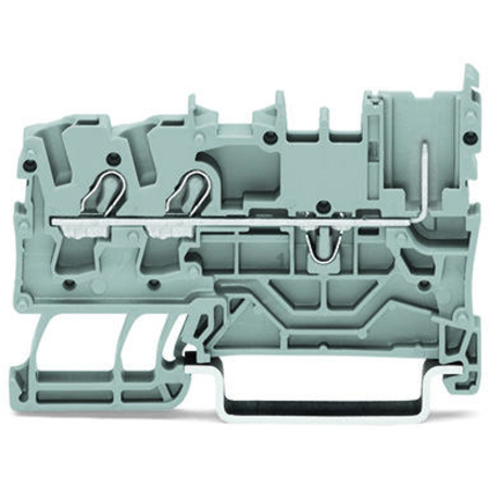 2-conductor/1-pin carrier terminal block; for DIN-rail 35 x 15 and 35 x 7.5; 2.5 mm²; Push-in CAGE CLAMP®; 2,50 mm²; gray