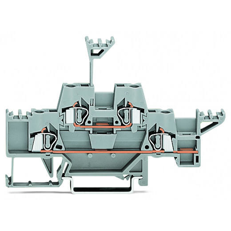 Double-deck terminal block; Through/through terminal block; with additional jumper position on lower level; for DIN-rail 35 x 15 and 35 x 7.5; 2.5 mm²; CAGE CLAMP®; 2,50 mm²; gray/gray