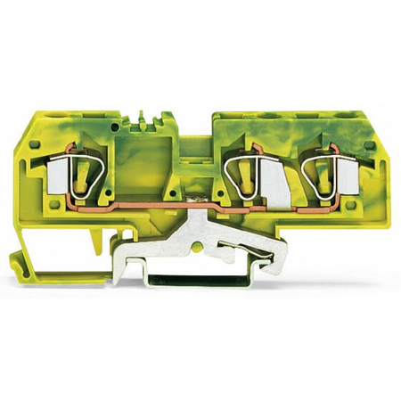 3-conductor ground terminal block; 6 mm²; center marking; for DIN-rail 35 x 15 and 35 x 7.5; CAGE CLAMP®; 6,00 mm²; green-yellow