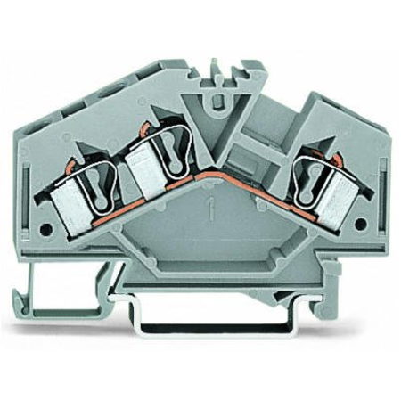 3-conductor through terminal block; 4 mm²; center marking; for DIN-rail 35 x 15 and 35 x 7.5; CAGE CLAMP®; 4,00 mm²; gray