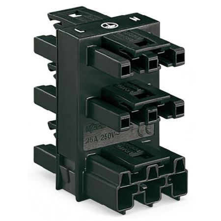 5-way distribution connector; 3-pole; Cod. A; 1 input; 5 outputs; white