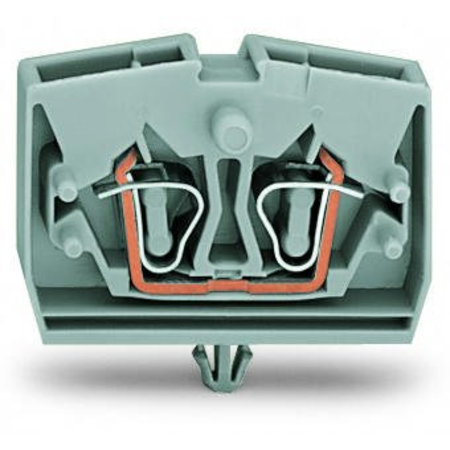 2-conductor terminal block; without push-buttons; with snap-in mounting foot; for plate thickness 0.6 - 1.2 mm; Fixing hole 3.5 mm Ø; 2.5 mm²; CAGE CLAMP®; 2,50 mm²; gray