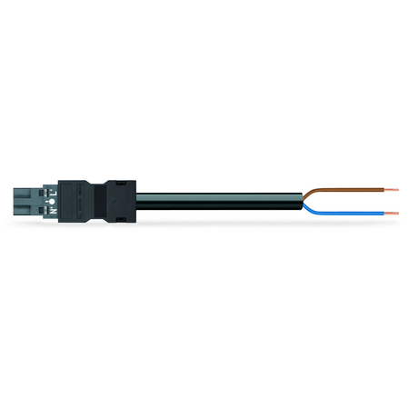 pre-assembled connecting cable; Eca; Plug/open-ended; 2-pole; Cod. L; H05Z1Z1-F 2 x 2.5 mm²; 8 m; 2,50 mm²; dark gray