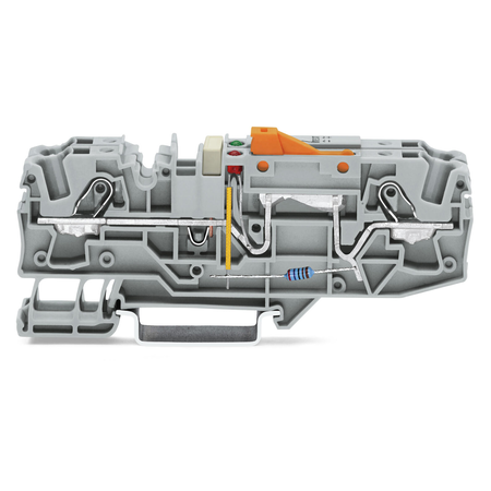 Ground conductor disconnect terminal block; with test option; with orange disconnect link; 24 V; 6 mm²; Push-in CAGE CLAMP®; 6,00 mm²; gray