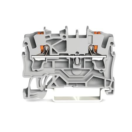 2-conductor through terminal block; with push-button; 2.5 mm²; with test port; suitable for Ex e II applications; side and center marking; for DIN-rail 35 x 15 and 35 x 7.5; Push-in CAGE CLAMP®; 2,50 mm²; gray