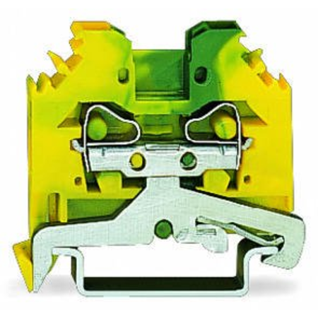 2-conductor ground terminal block; 4 mm²; lateral marker slots; for DIN-rail 35 x 15 and 35 x 7.5; CAGE CLAMP®; 4,00 mm²; green-yellow