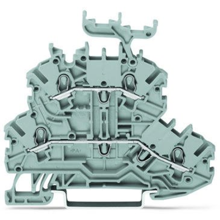 Double-deck terminal block; Through/through terminal block; L/L; with marker carrier; for DIN-rail 35 x 15 and 35 x 7.5; 1 mm²; Push-in CAGE CLAMP®; 1,00 mm²; gray