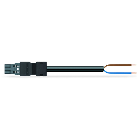 pre-assembled connecting cable; Eca; Plug/open-ended; 2-pole; Cod. L; H05Z1Z1-F 2 x 1,50 mm²; 3 m; 1,50 mm²; dark gray