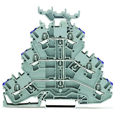 Triple-deck terminal block; 6-conductor through terminal block; L; with marker carrier; suitable for Ex e II applications; internal commoning; conductor entry with violet marking; for DIN-rail 35 x 15 and 35 x 7.5; 2.5 mm²; Push-in CAGE CLAMP®; 2,50 mm²;