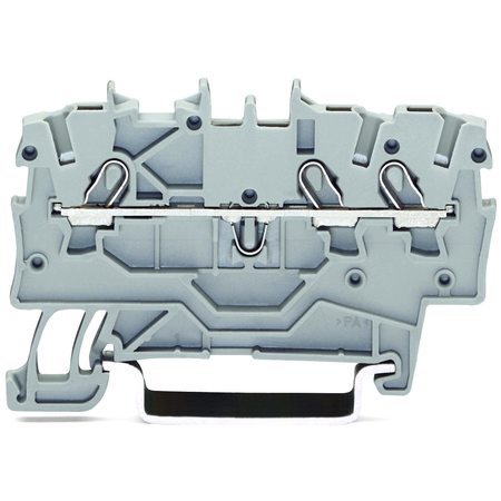 3-conductor through terminal block; 1 mm²; suitable for Ex e II applications; side and center marking; for DIN-rail 35 x 15 and 35 x 7.5; Push-in CAGE CLAMP®; 1,00 mm²; gray