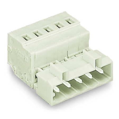 1-conductor male connector; 100% protected against mismating; 2.5 mm²; Pin spacing 5 mm; 6-pole; 2,50 mm²; light gray