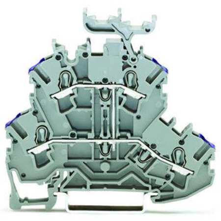 Double-deck terminal block; 4-conductor through terminal block; L; with marker carrier; suitable for Ex e II applications; internal commoning; conductor entry with violet marking; for DIN-rail 35 x 15 and 35 x 7.5; 2.5 mm²; Push-in CAGE CLAMP®; 2,50 mm²;