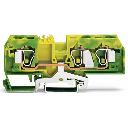 3-conductor ground terminal block; 10 mm²; center marking; for DIN-rail 35 x 15 and 35 x 7.5; CAGE CLAMP®; 10,00 mm²; green-yellow