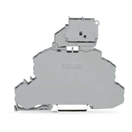 Double-deck fuse terminal block; with pivoting fuse holder; Through/Fuse terminal block; for 5 x 20 mm miniature metric fuse; L/L; without blown fuse indication; for DIN-rail 35 x 15 and 35 x 7.5; 2.5 mm²; Push-in CAGE CLAMP®; 2,50 mm²; gray