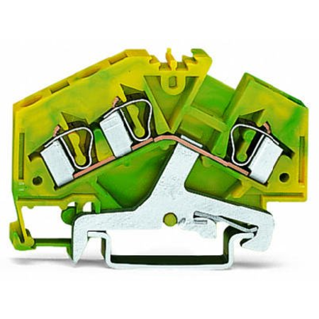 3-conductor ground terminal block; 4 mm²; center marking; for DIN-rail 35 x 15 and 35 x 7.5; CAGE CLAMP®; 4,00 mm²; green-yellow