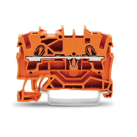 2-conductor through terminal block; 2.5 mm²; suitable for Ex e II applications; side and center marking; for DIN-rail 35 x 15 and 35 x 7.5; Push-in CAGE CLAMP®; 2,50 mm²; orange