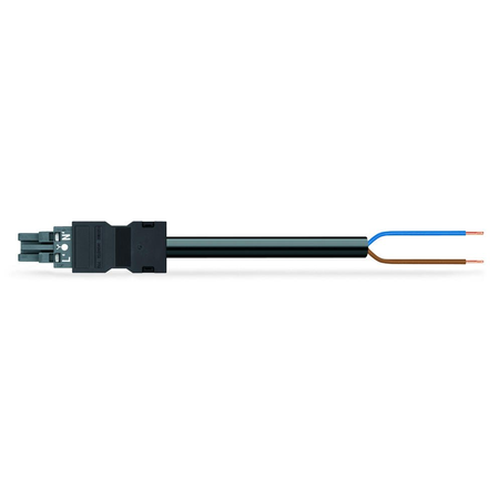 pre-assembled connecting cable; Eca; Socket/open-ended; 2-pole; Cod. L; H05Z1Z1-F 2 x 2.5 mm²; 3 m; 2,50 mm²; dark gray