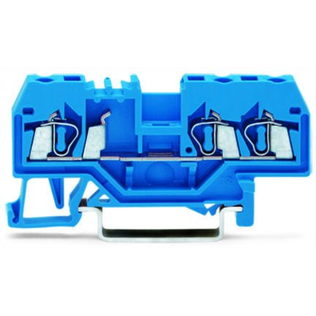 3-conductor through terminal block; 2.5 mm²; suitable for Ex i applications; center marking; for DIN-rail 35 x 15 and 35 x 7.5; CAGE CLAMP®; 2,50 mm²; blue